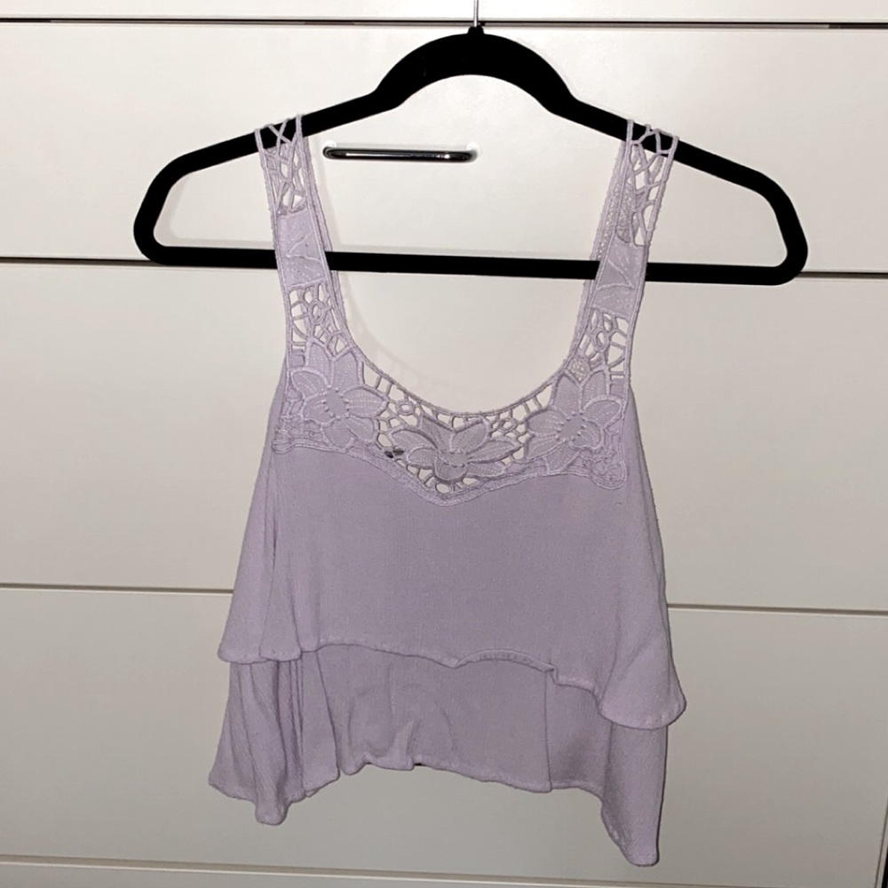 Light Purple Floral Buttoned Crop Top